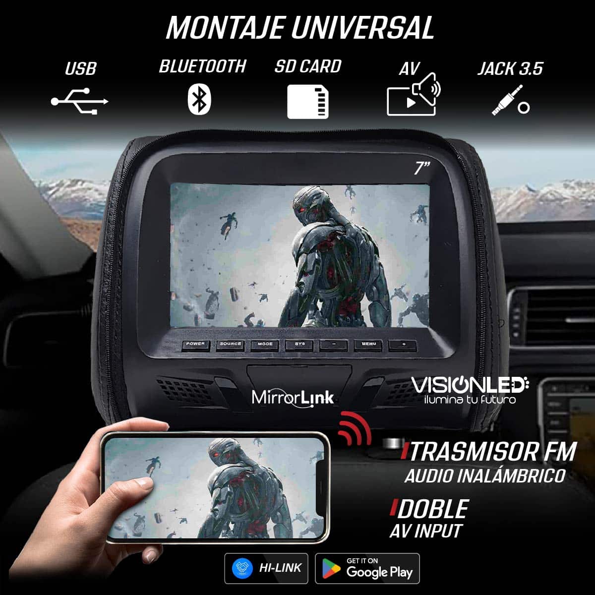 Pantalla para cabecera de carro