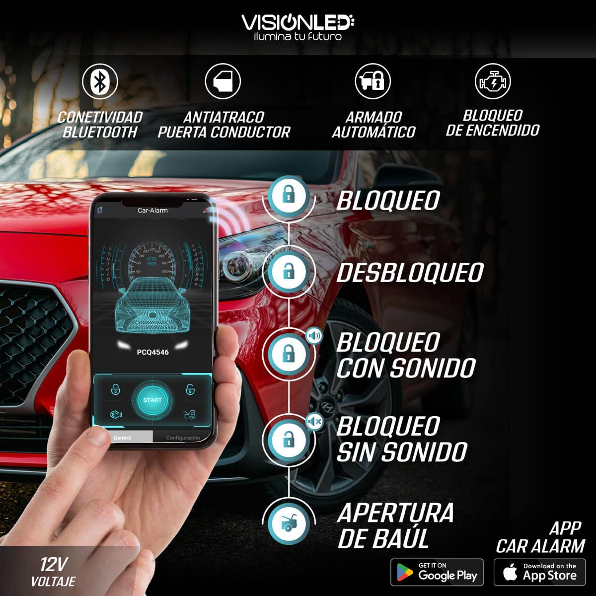 Alarma Universal Bluetooth para Auto