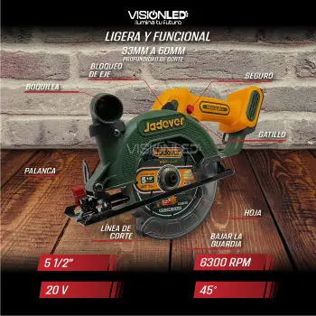 SIERRA CIRCULAR INALAMBRICA 5 20V 6300RPM INC CARGADOR & BATERIA