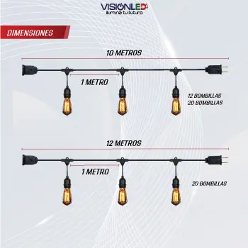 Cable Guirnalda 10mts 12 Boquillas