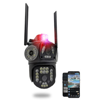 CAMARA IP EXTERIOR DOBLE LENTE PTZ FIJA C/SIRENA