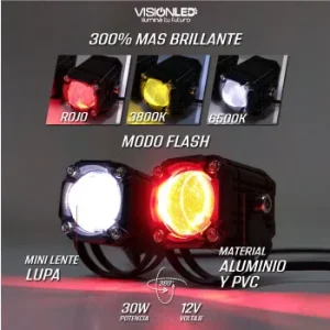 Par Halógeno Moto Lupa Bicolor Wys