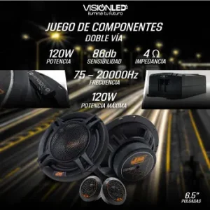 PARLANTE 6.5" CON CROSSOVER 120W Componentes para auto parlantes de carro tweeters y crossover
