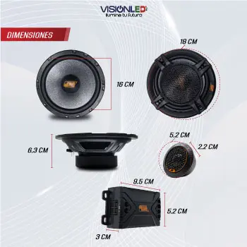PARLANTE 6.5" CON CROSSOVER 120W Componentes para auto parlantes de carro tweeters y crossover