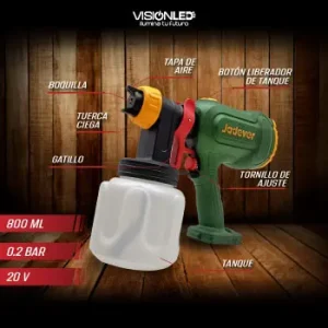 PISTOLA PULVERIZADORA INALAMBRICA 800ML 20V 0.2BAR INC CARGADOR & BATERIA