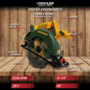 SIERRA CIRCULAR INALAMBRICA 6-1/2" 20V 5200RPM