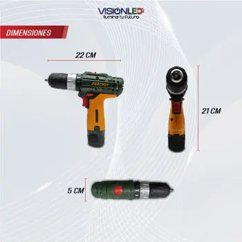 TALADRO DE PERCUSION INALAMBRICO 2 VELOCIDADES 12V 1500RPM