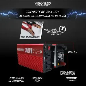 Inversor de Voltaje 3000w INVERSOR TRANSFORMADOR 12v a 110v 3000W