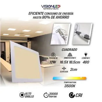 PANEL CUADRADO GYPSUM CALIDO 12W