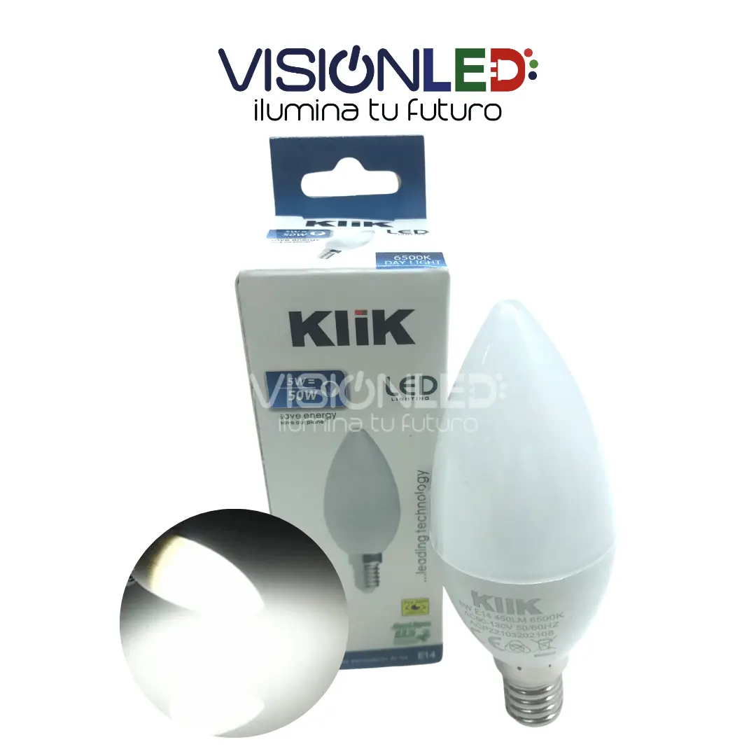 FOCO KLIK TIPO VELA LUZ BLANCA E27 5W - Imagen 2