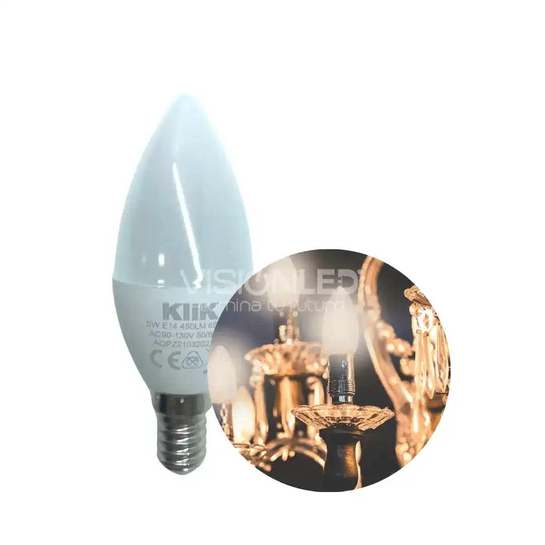 FOCO KLIK TIPO VELA LUZ BLANCA E27 5W