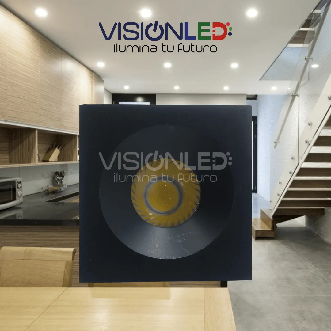 OJO DE BUEY MINI CUADRADO CARCASA NEGRA 3W LUZ BLANCA - Imagen 2