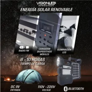 Kit De Iluminacion Solar Portatil 3 Focos Mp3