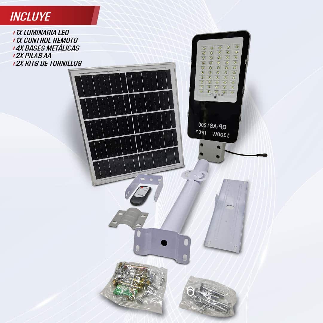 Luminaria Solar 1200W con Panel Solar y Soporte IP65 - Imagen 7