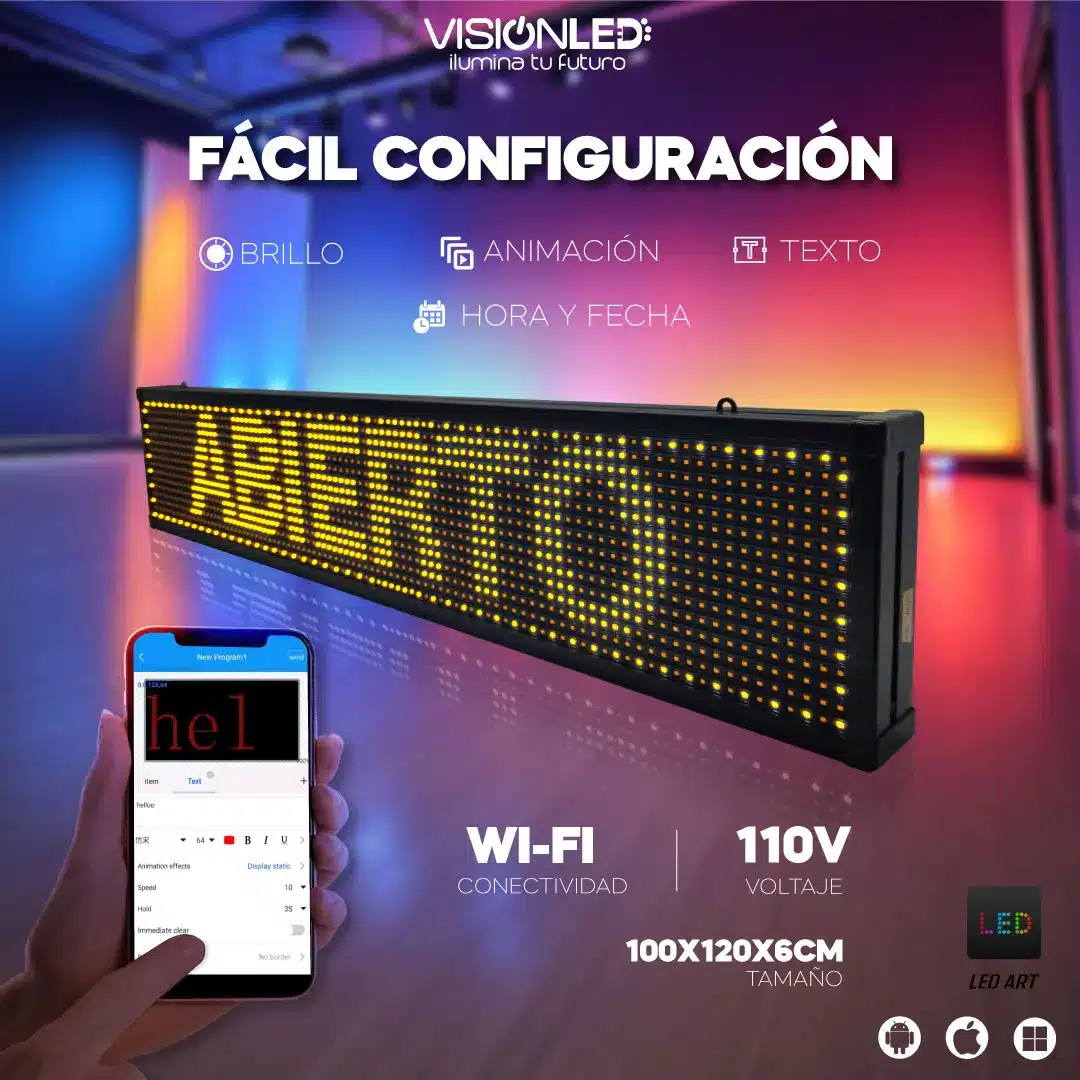 Letrero LED amarillo programable WiFi