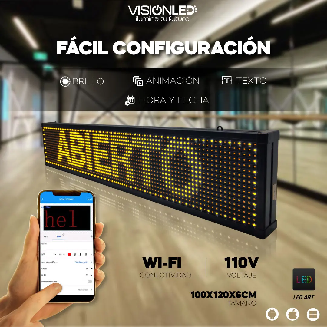 Letrero LED amarillo programable WiFi
