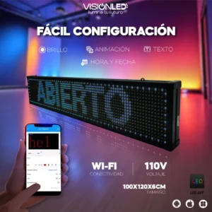 Letrero LED azul programable WiFi