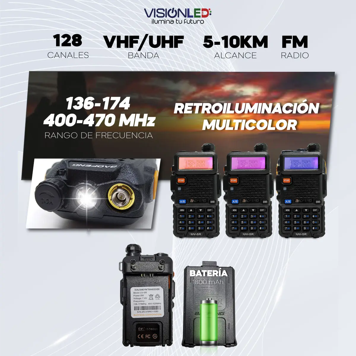 Radio Baofeng UV-5R | Walkie Talkie Doble Banda VHF UHF