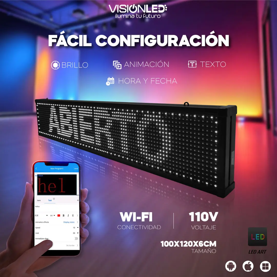 Letrero LED blanco programable WiFi - Imagen 3