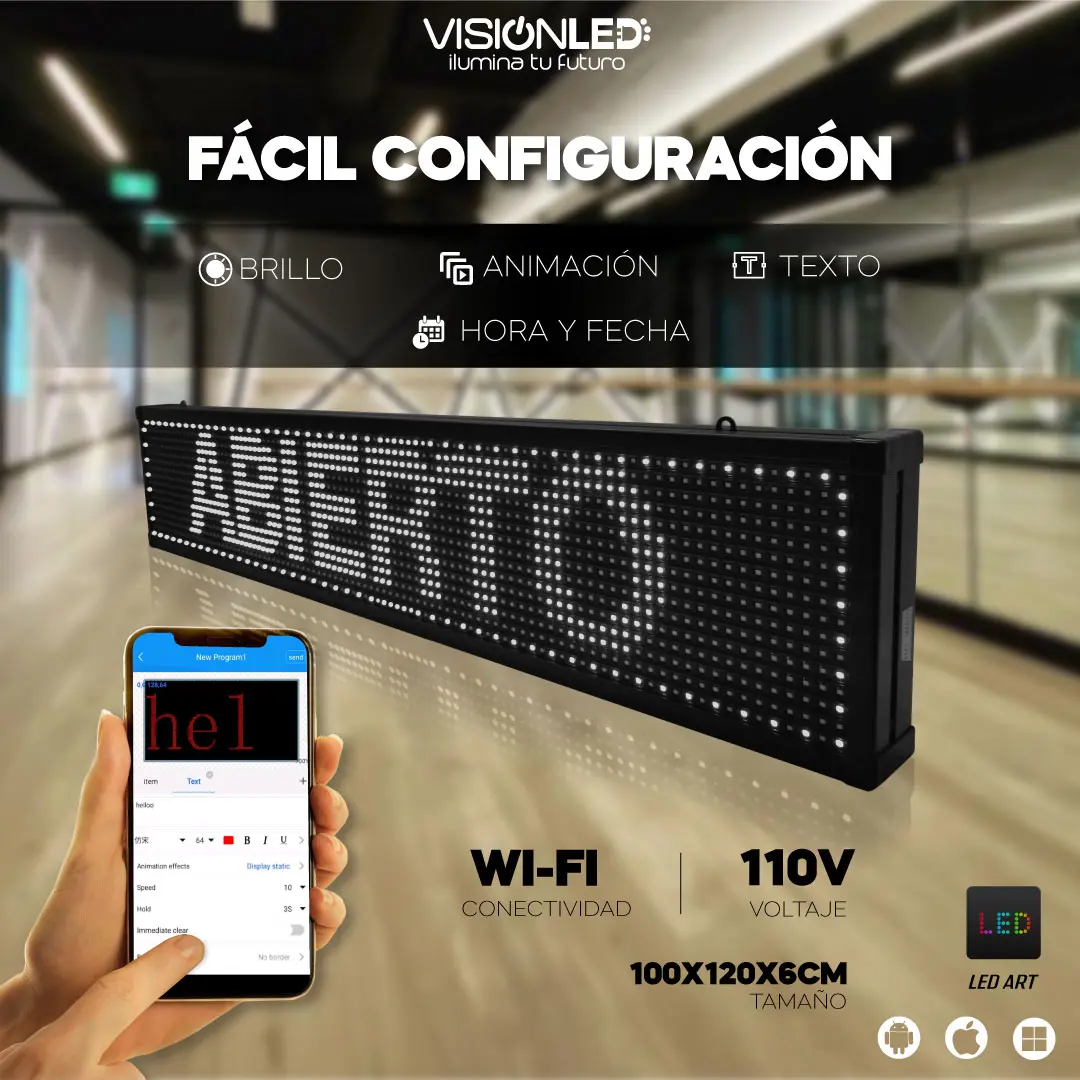 Letrero LED blanco programable WiFi - Imagen 2