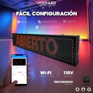 Letrero LED rojo programable WiFi