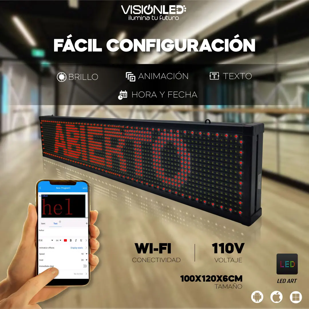 Letrero LED rojo programable WiFi