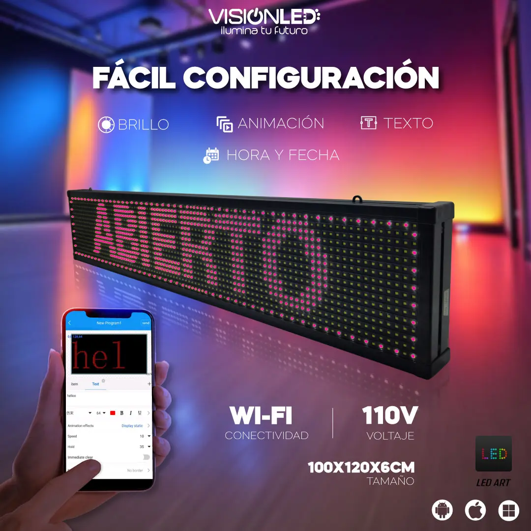 Letrero LED rosa programable WiFi