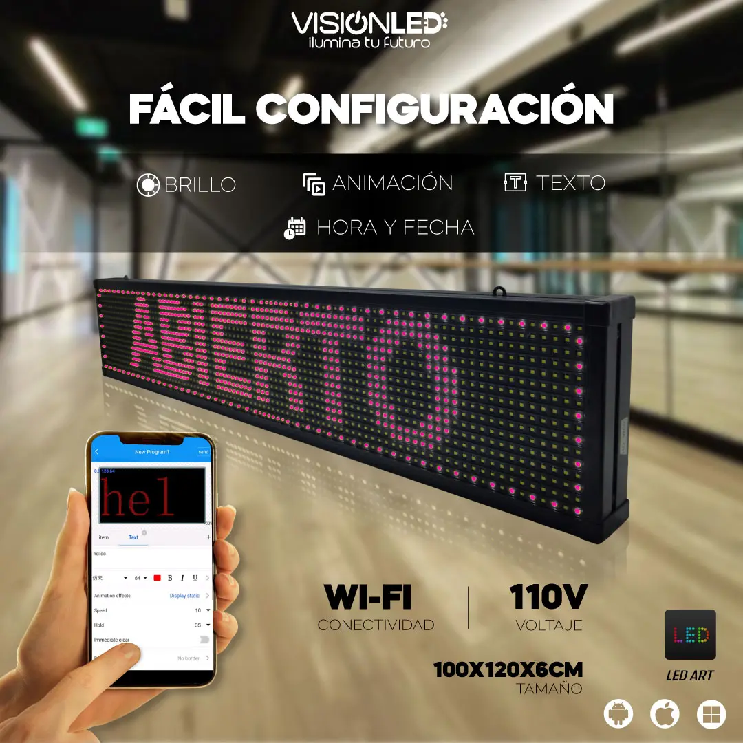 Letrero LED rosa programable WiFi