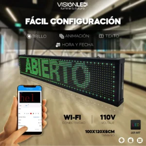 Letrero LED verde programable WiFi