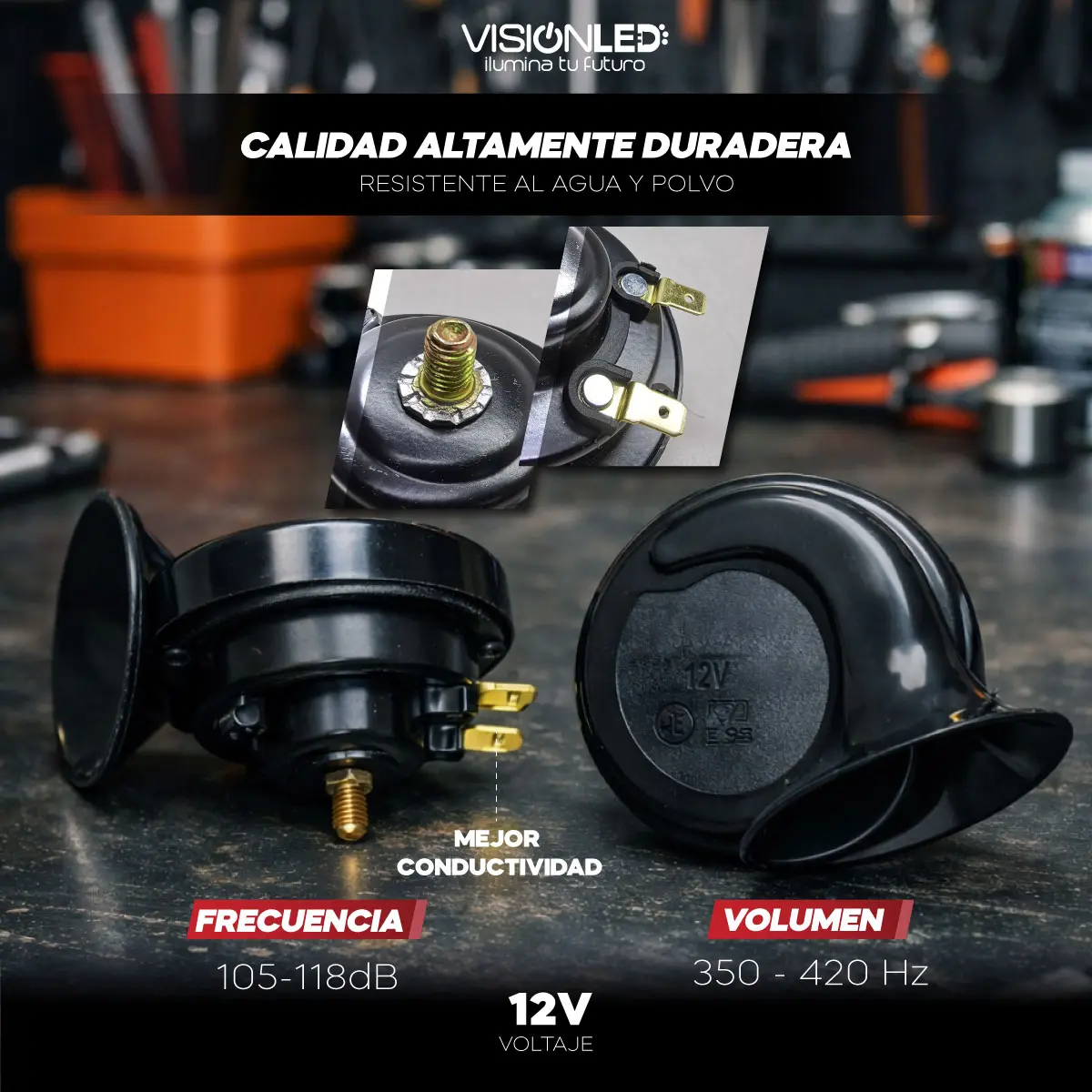 Pito Caracol 12V para Carro | Bocina Eléctrica de Alto Sonido