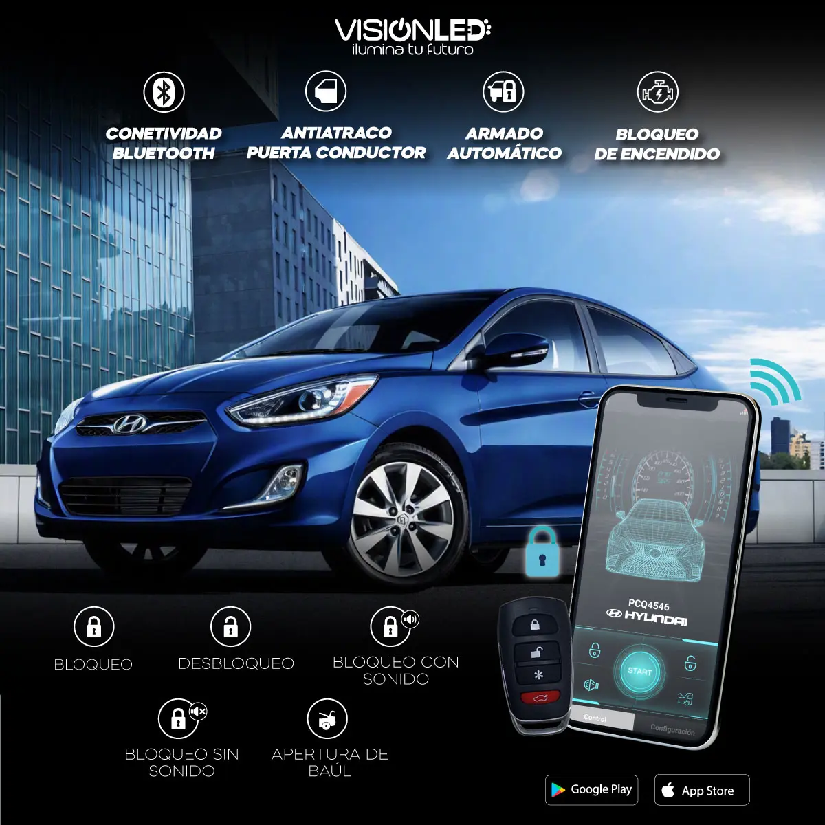 Alarma Bluetooth para Hyundai | Cierre Centralizado y Control desde Celular