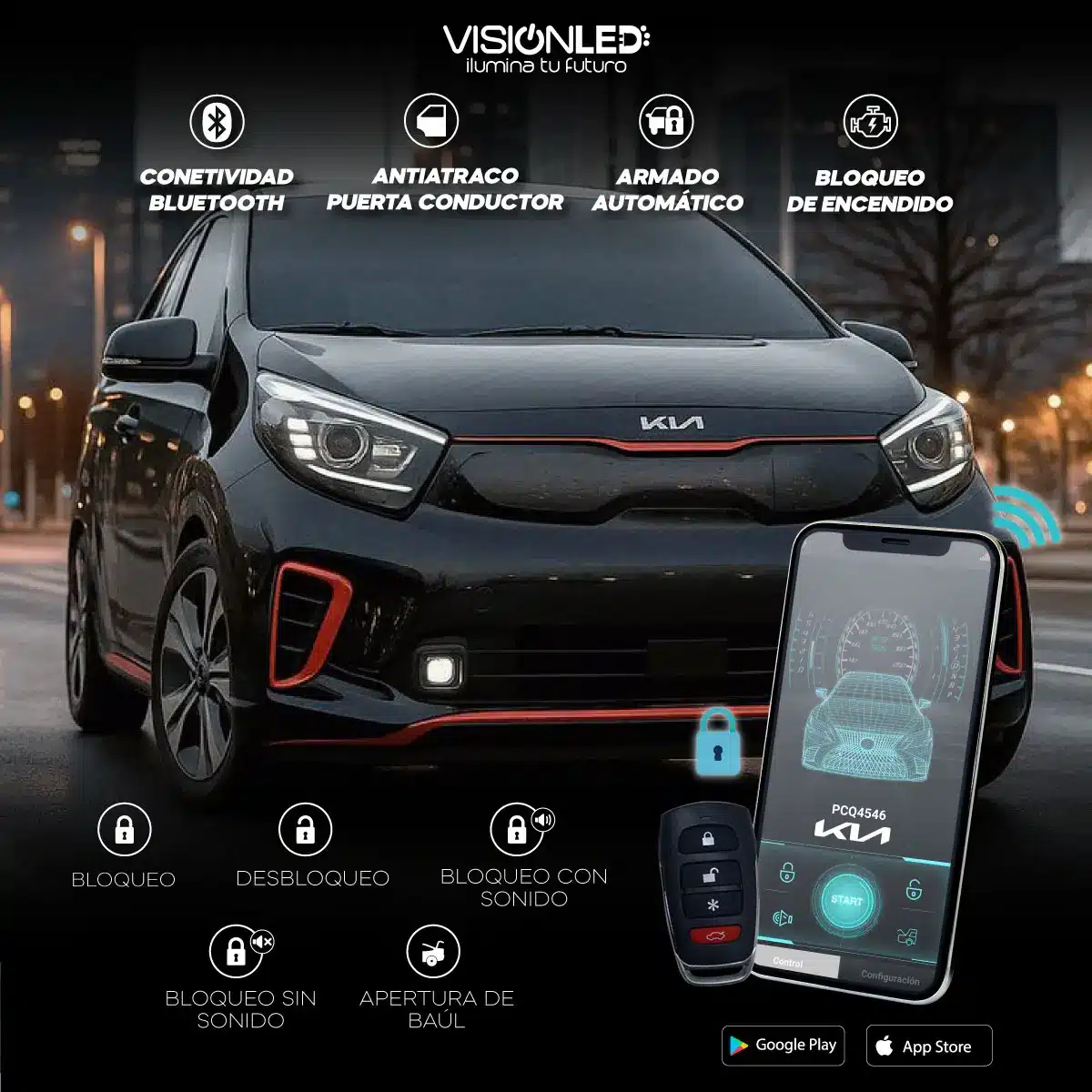 Alarma Bluetooth para Kia | Cierre Centralizado y Control desde Celular