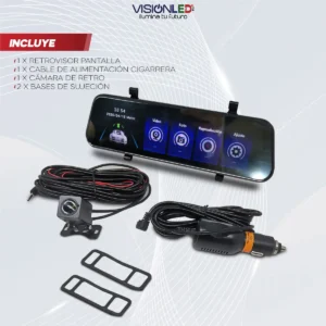 Espejo Retrovisor con Cámara Frontal y Trasera 10" Full HD