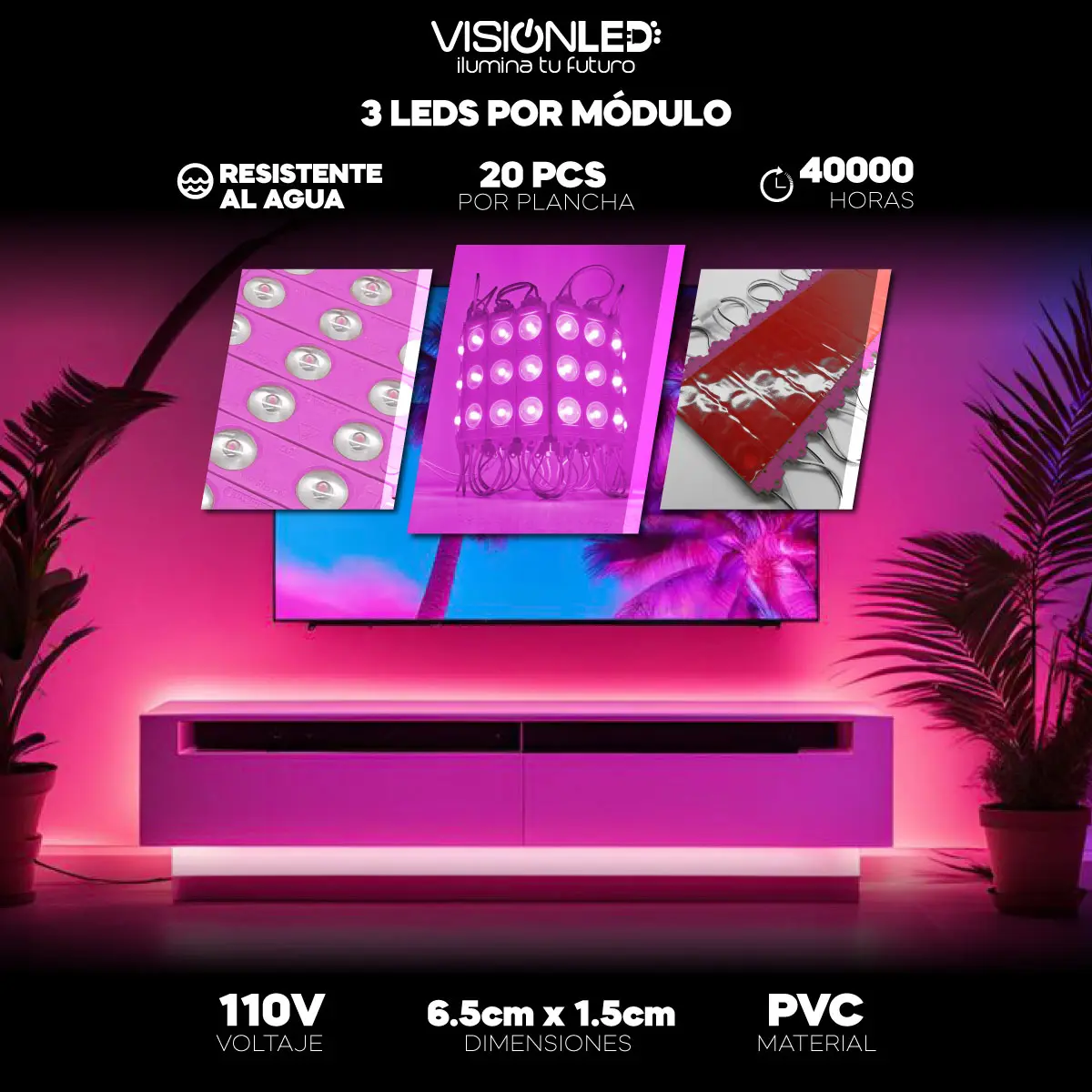 Módulo LED rosado 110V