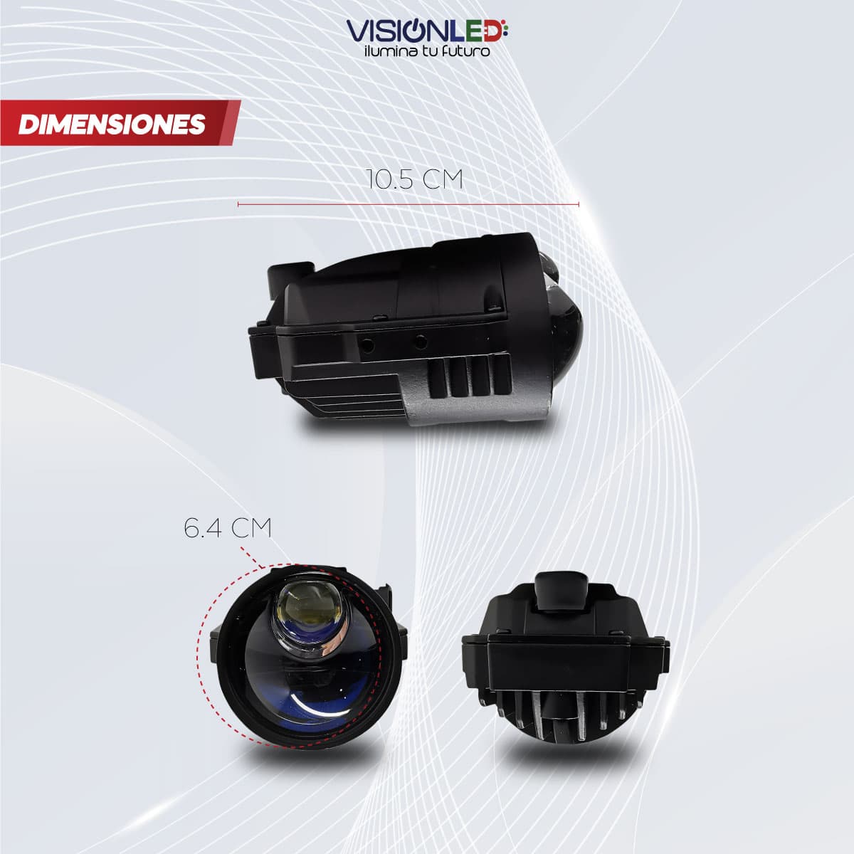 Neblinero Lupa Bicolor 2.5 Pulgadas Alta y Baja 12-24V